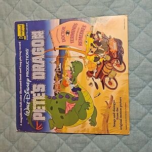 (2 For $30) DISNEY Vintage Pete's Dragon Illustrated Book & Vinyl Record